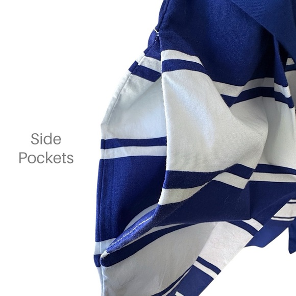 NWT | MILLY BLUE & WHITE STRIPE SLEEVELESS COTTON SHIRT DRESS POCKETS | SIZE: 8 - Picture 6 of 11